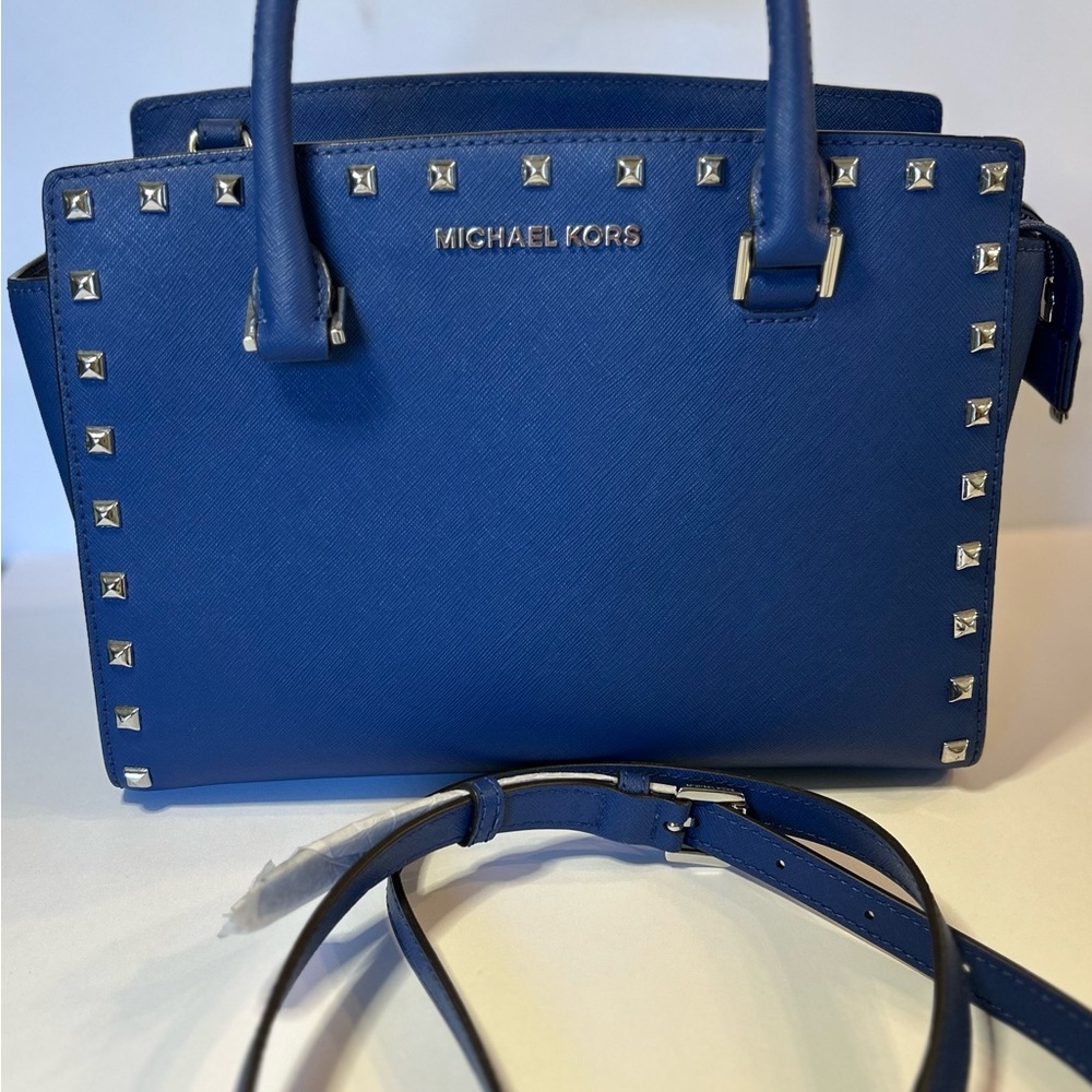 Michael Kors Royal Blue Studded Satchel